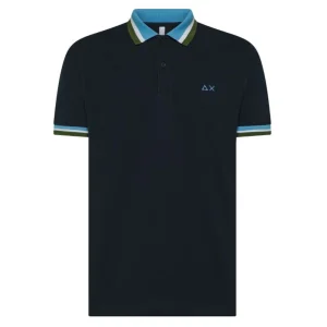 Sun68 Polo Dettaglio Multi Righe A35117 Blu Navy