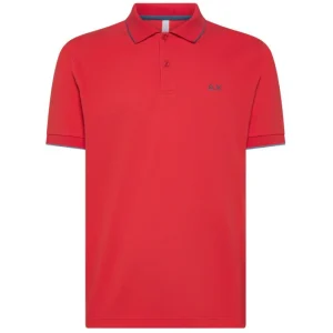 Sun68 Polo Profilo Sottile Contrasto A35110 Rosso
