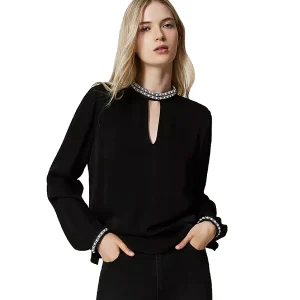 TWINSET Camicia con Collare di Perle 242TT2262 Nero