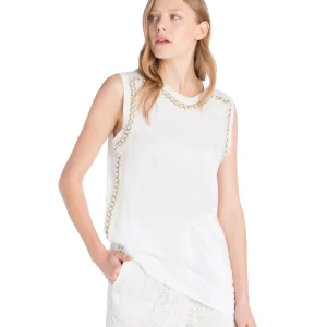 TWINSET CANOTTA CON PERLE TS829W BIANCA