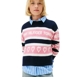 Tommy Hilfiger Maglione Motivo a Intarsio KG0KG08837 Blu Notte