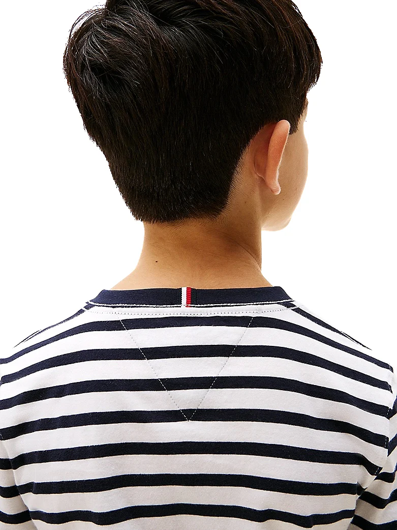 Tommy Hilfiger T-shirt in Cotone a Righe KB0KB06879 Bianco e Blu - immagine 4