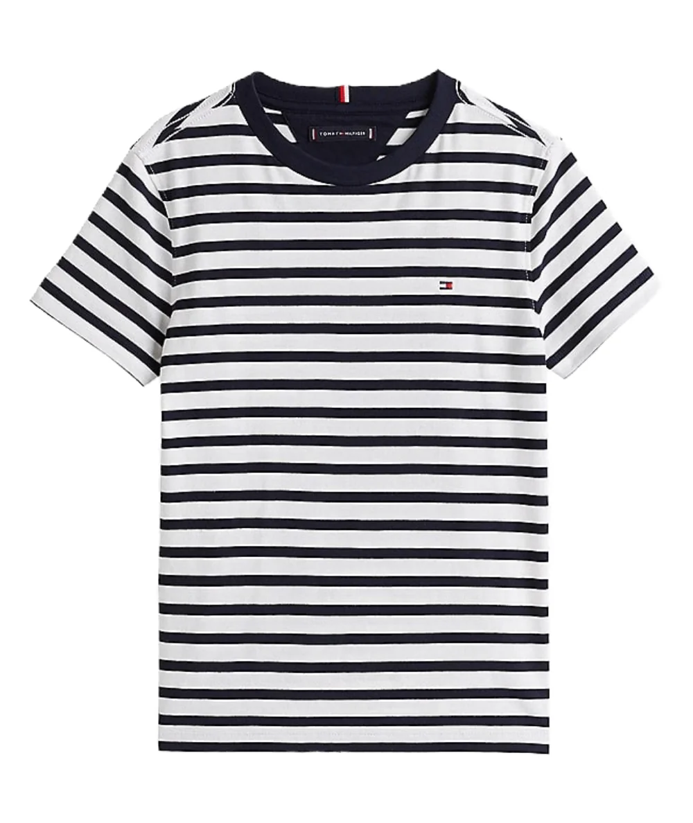 Tommy Hilfiger T-shirt in Cotone a Righe KB0KB06879 Bianco e Blu - immagine 3