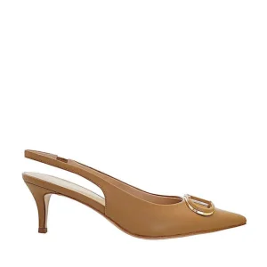 Twinset Décolleté Slingback in Pelle 252TCP030 Beige Cammello