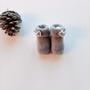 Scarpette neonata grigio/latte fiori