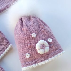 Cappellino lana glicine fiore bon bon