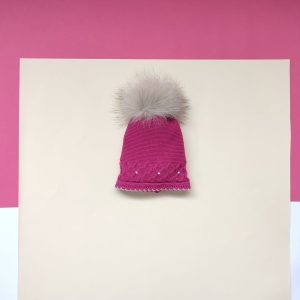 Cappellino fuxia beige punto smock