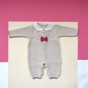 Tutina beige fuxia punto smock