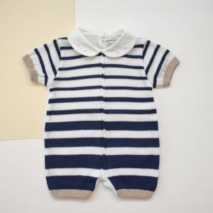 Pagliaccetto rigato blu/tortora