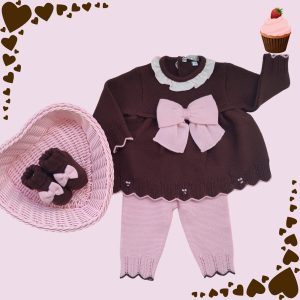 Completino lana cioccolato + scarpette 🍩🍓