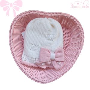 Cappellino fiocco ricamato rosa forte🎀🎀