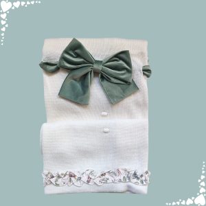 Copertina lana fiocco velluto verde🌿