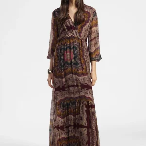 Abito lungo stampa paisley scollo a v