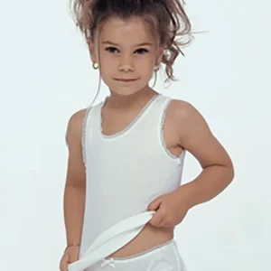 170 CANOTTA SPALLA LARGA BAMBINA IN PURO COTONE DI MAKÒ HENRI