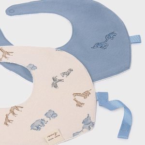 Set 2 bavette neonato con portaciuccio