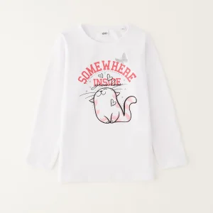 MAGLIETTA BIANCA CON GATTINO