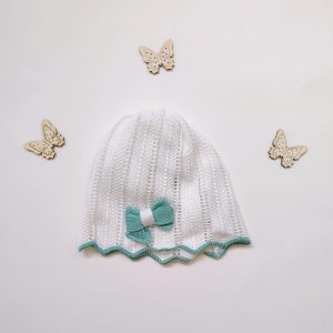 Cappellino fiocco verde acqua