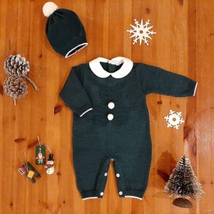 Tutina orsetto e pom pom verde/latte